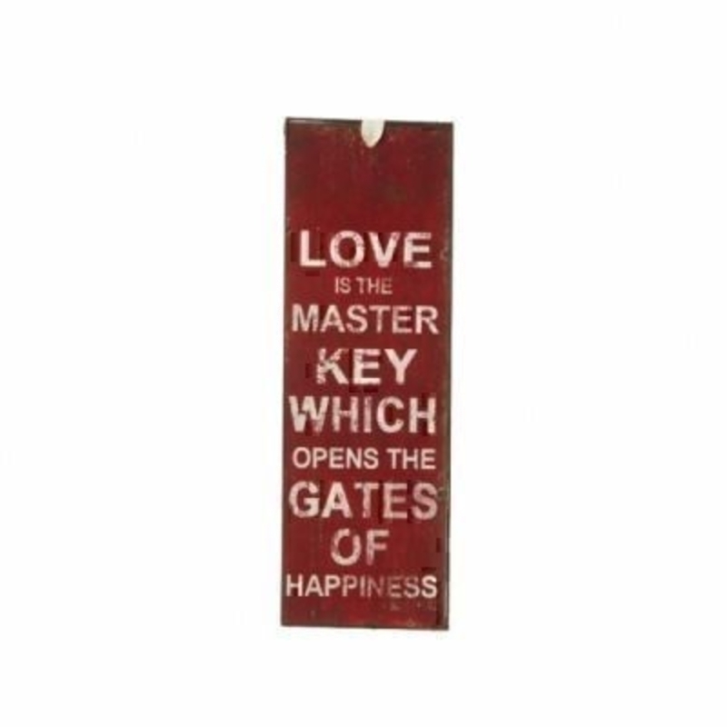Love is the Master Key Mini Metal Sign by Heaven Sends. Mini tin sign, could also be used as a bookmark with the caption 'Love is the master key which opens the gates of happiness'. Size 15x5cm.